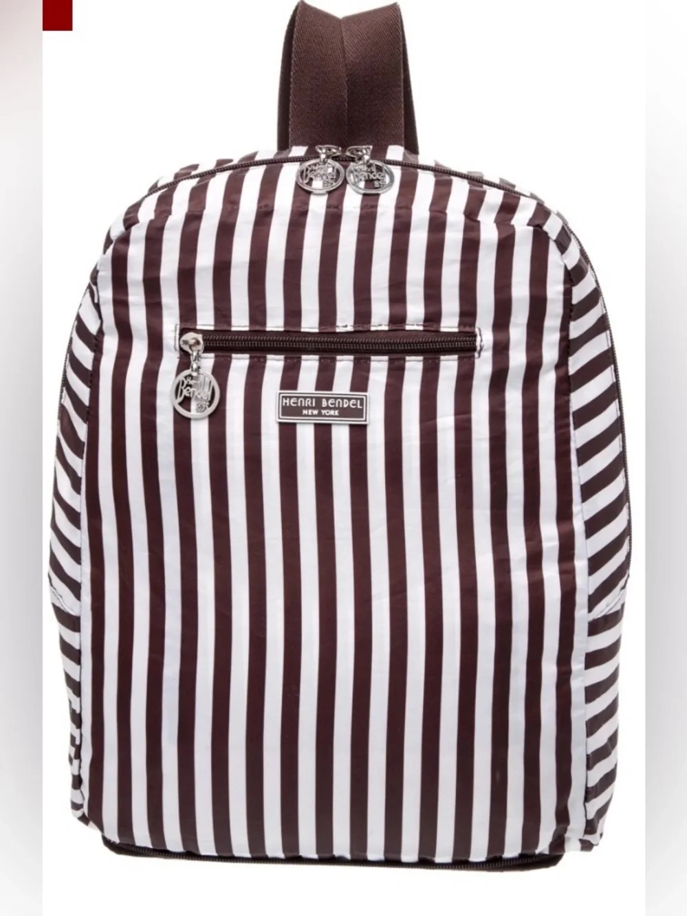 Iconic Henri Bendel Striped nylon Backpack